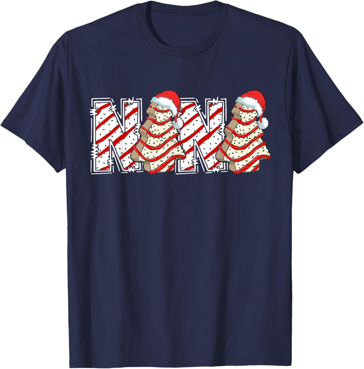 Christmas Tree Cake Nana Funny Christmas Cake Grandma T-Shirt - T-Shirt | Navy