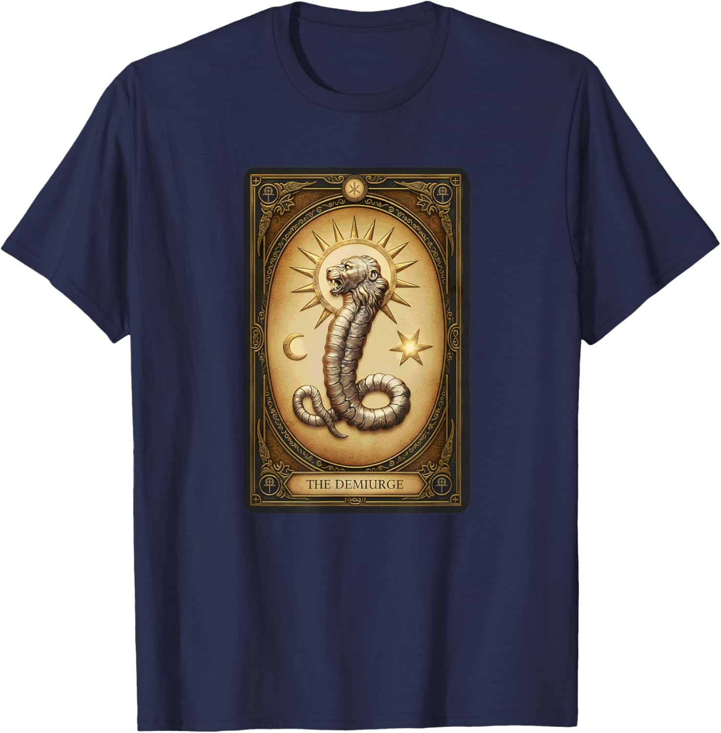 Demiurge Gnostic Yaldabaoth Serpent Gnosticism Tarot T-Shirt - T-Shirt | Navy