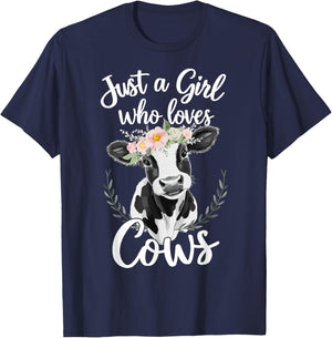 Cow Lover Just A Girl Who Loves Cows T-Shirt - T-Shirt | Navy