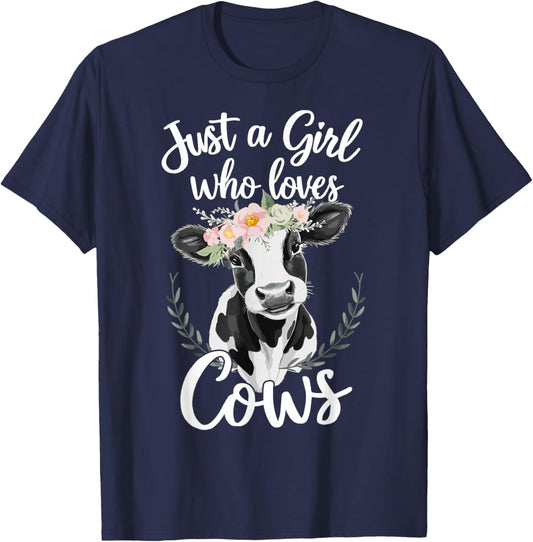 Cow Lover Just A Girl Who Loves Cows T-Shirt - T-Shirt | Navy