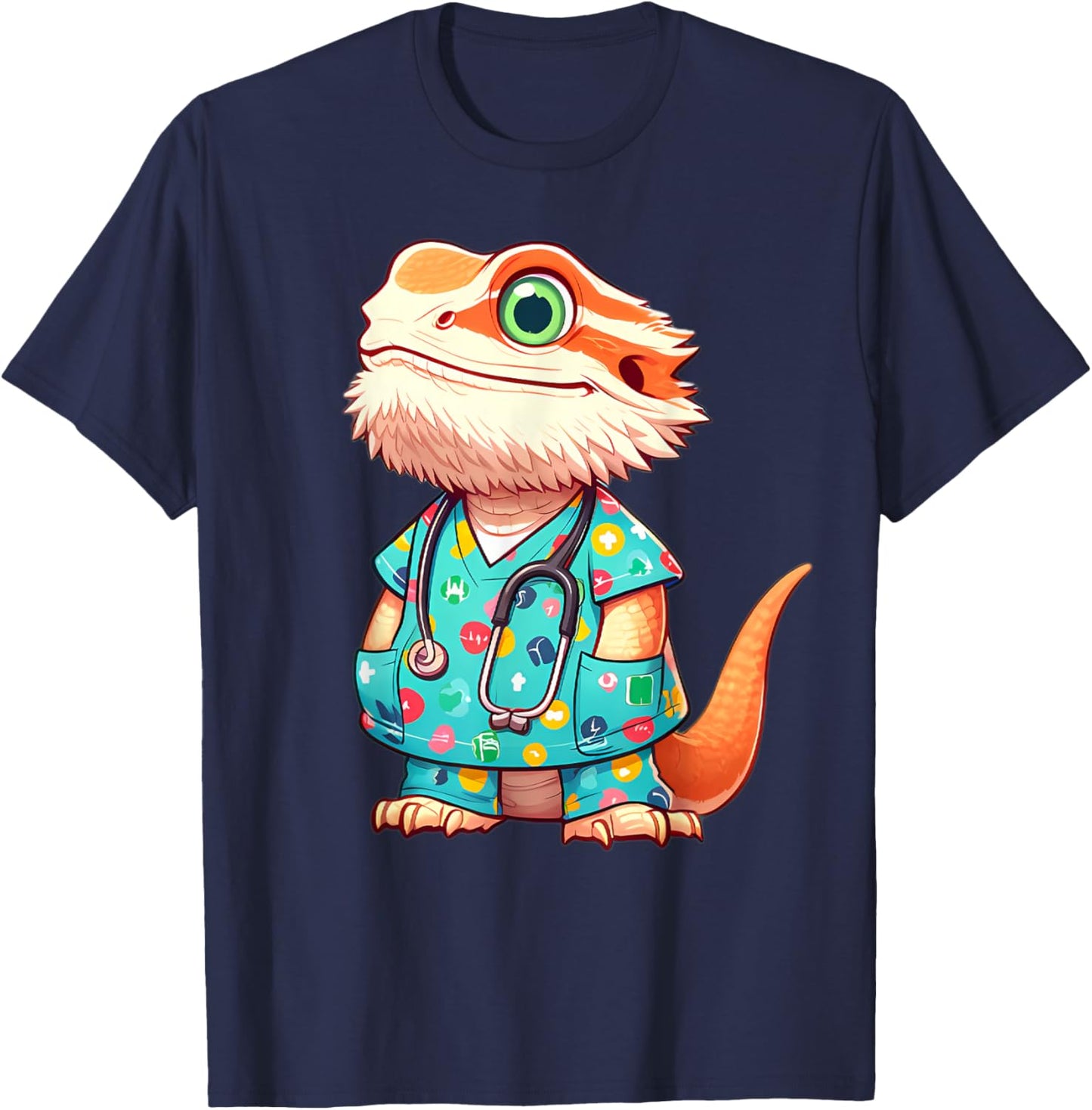 Bearded Dragon Nurse Animal T-Shirt - T-Shirt | Navy