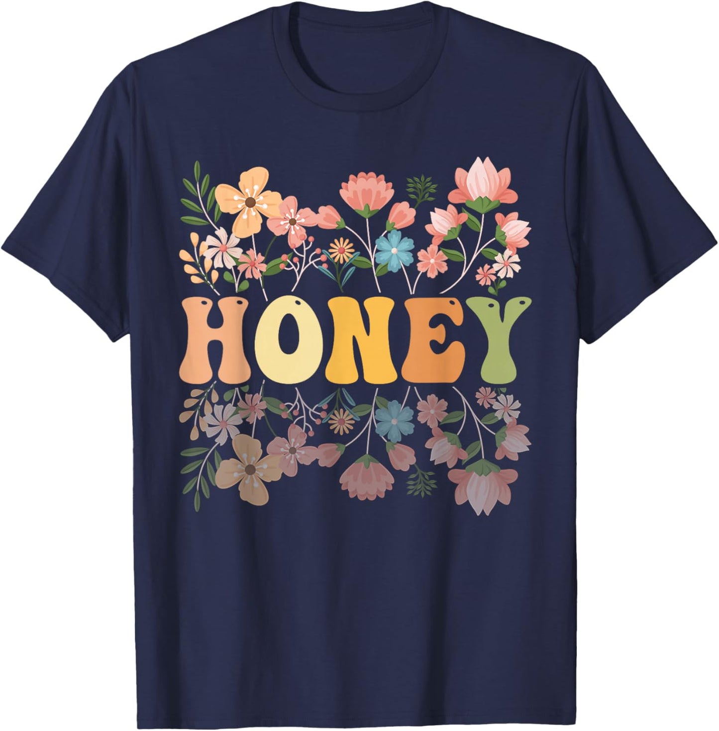 Groovy Honey Grandmother Flowers Honey Grandma T-Shirt - T-Shirt | Navy