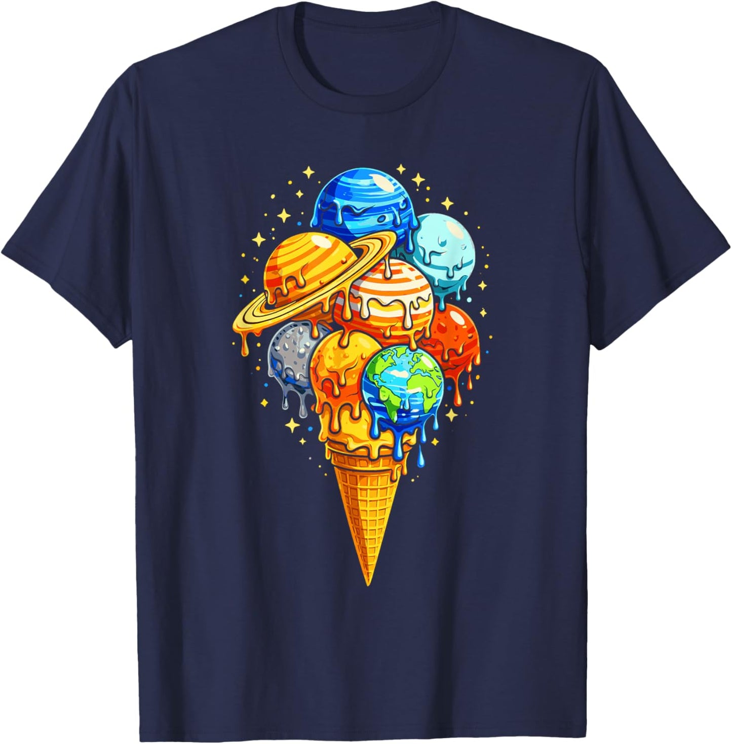 Solar System Planet Ice Cream Space Astronomy Kids T-Shirt - T-Shirt | Navy