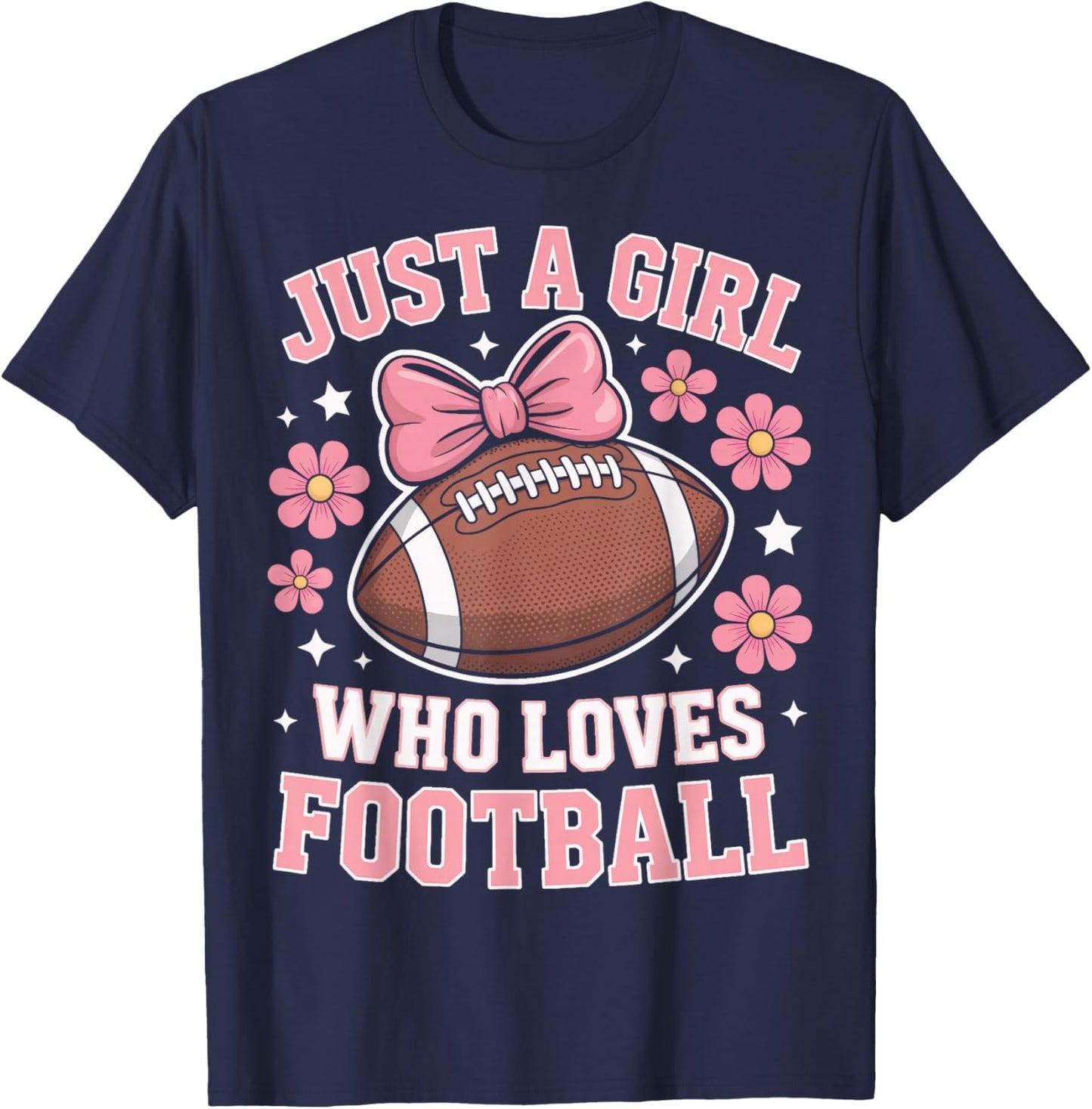 Sports Fan Just A Girl Who Loves Football Day T-Shirt - T-Shirt | Navy