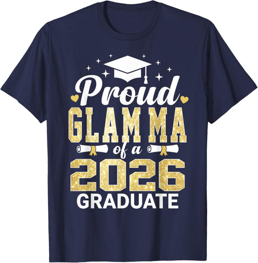 Proud Glam-ma of A 2026 Graduate Class of Graduation T-Shirt - T-Shirt | Navy