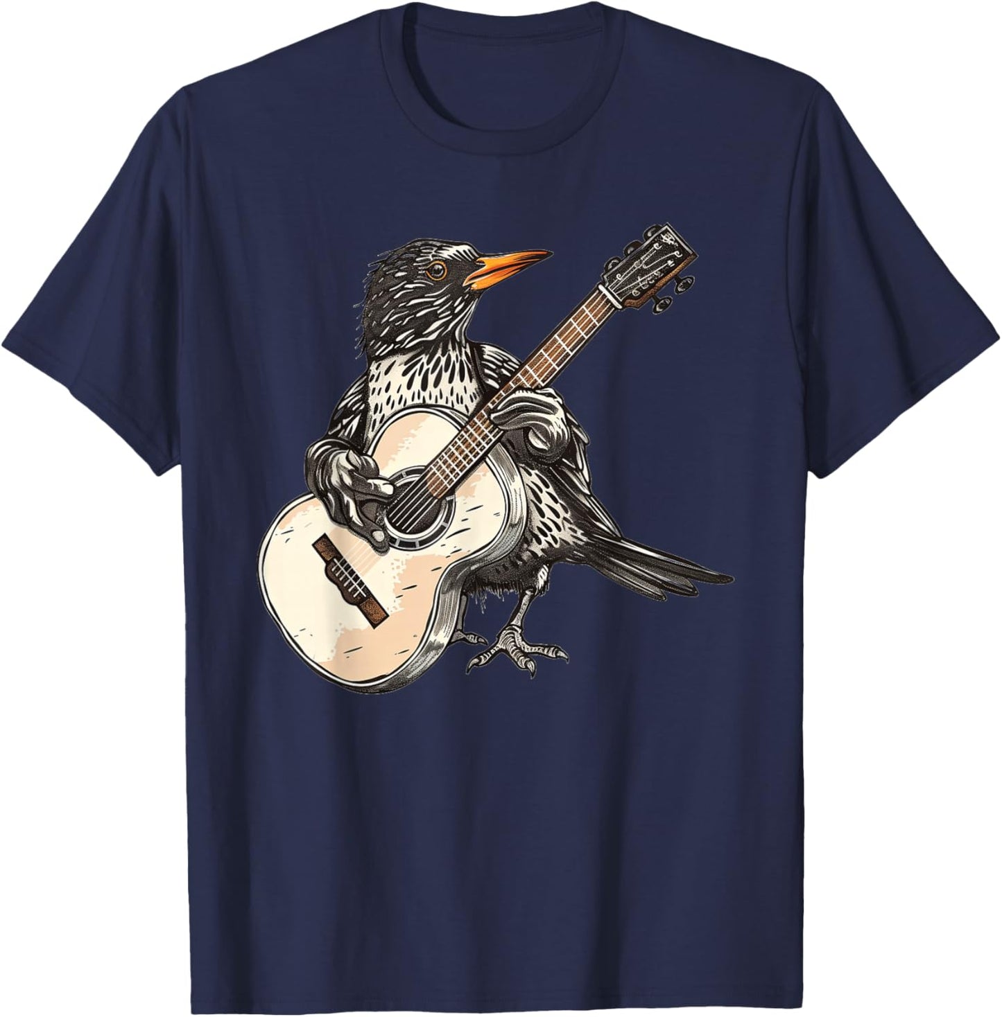 Starling Playing The Guitar T-Shirt - T-Shirt | Navy