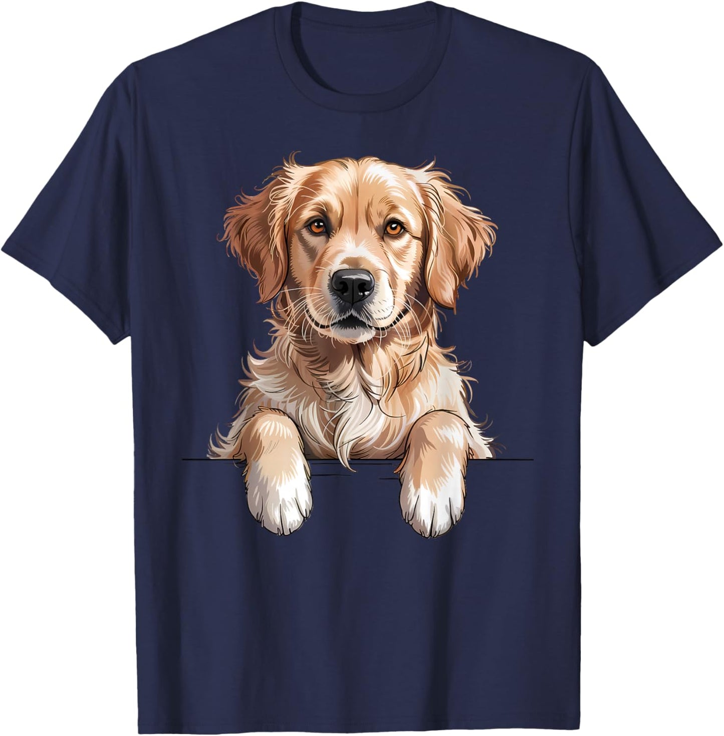 Golden Retriever Funny Peeking Pocket Puppy Dog Lover T-Shirt - T-Shirt | Navy
