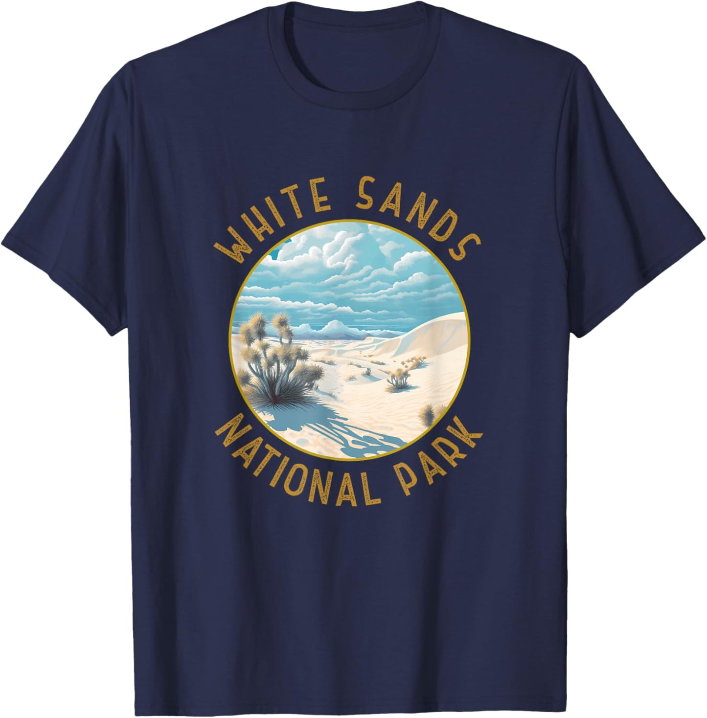 White Sands National Park Illustration Distressed Circle T-Shirt - T-Shirt | Navy