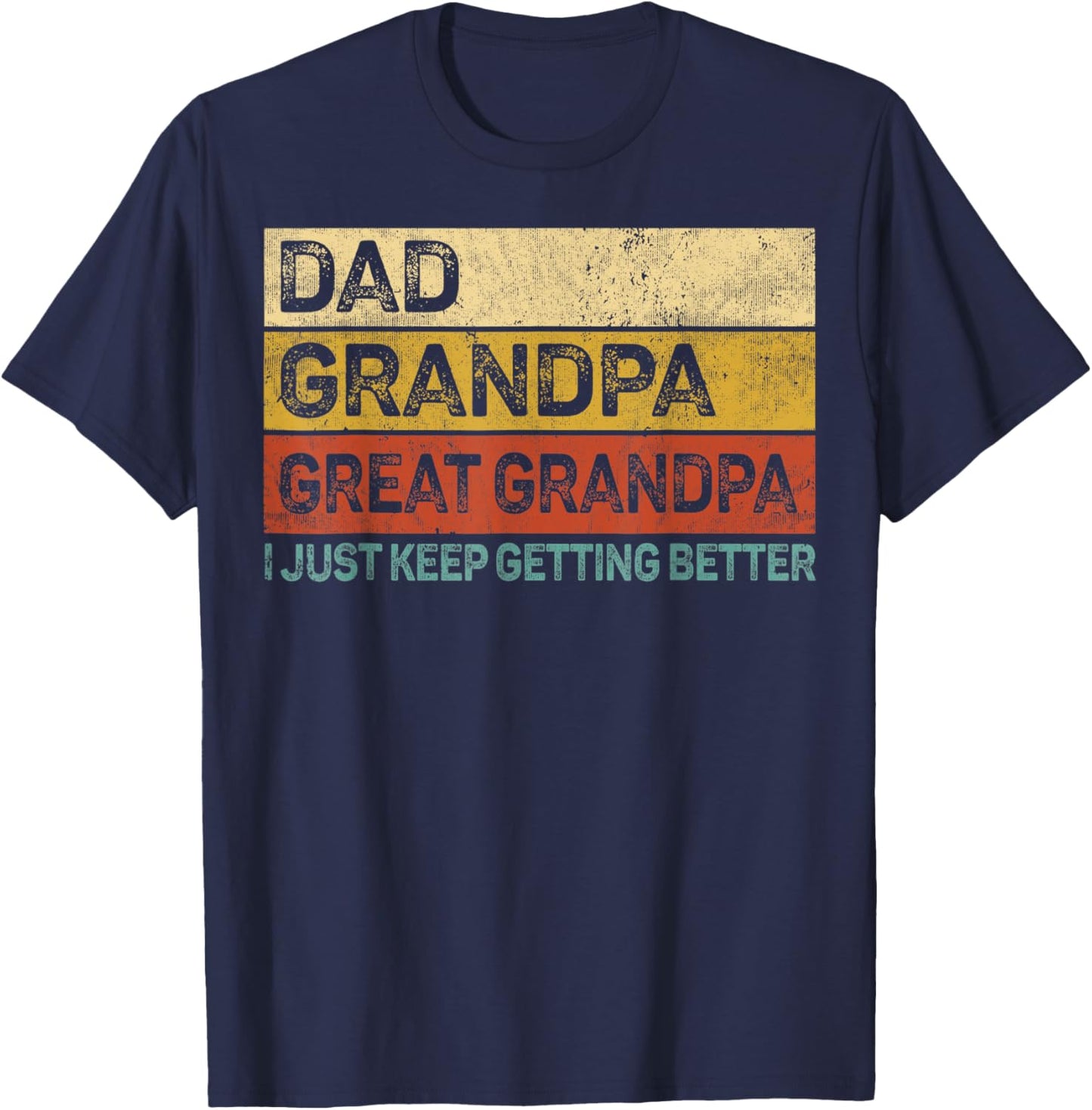 Fathers Day Gift from Grandkids Dad Grandpa Great Grandpa T-Shirt - T-Shirt | Navy