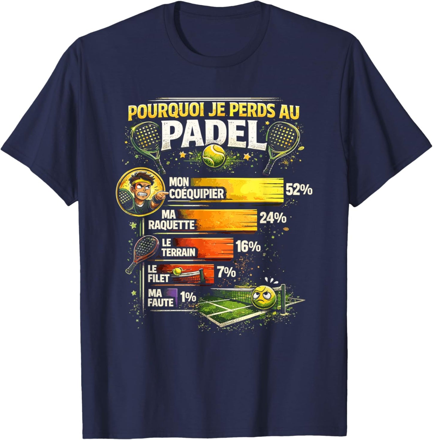 Why I Lose At Padel Funny Amateur Idea Padel T-Shirt - T-Shirt | Navy