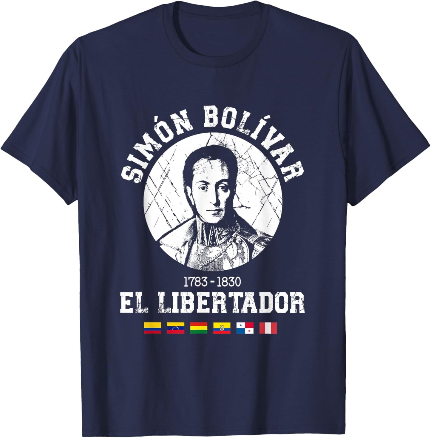 Simón Bolívar El Libertador South American Independence T-Shirt - T-Shirt | Navy