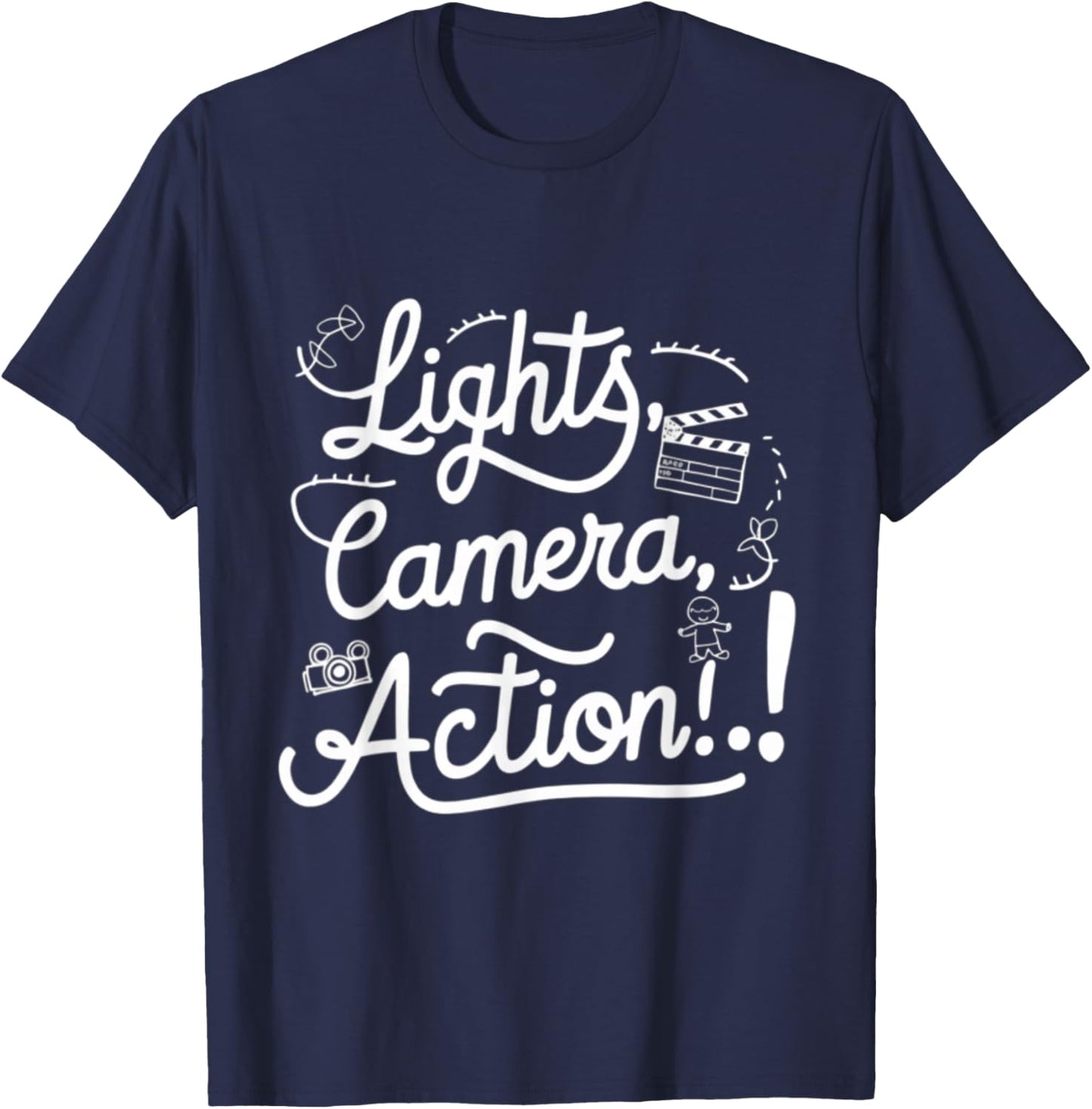 Director Film Crew Lights Camera Action Video Producer Quote T-Shirt - T-Shirt | Navy