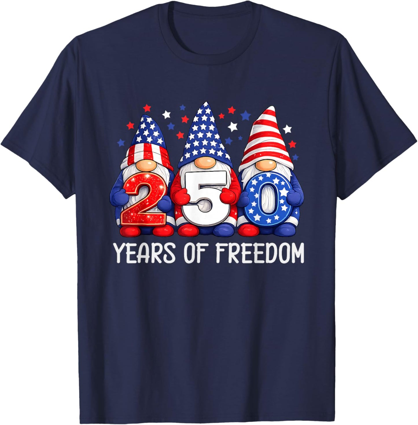 Gnome 250 Years 1776-2026 250th Birthday 4th July Patriotic T-Shirt - T-Shirt | Navy