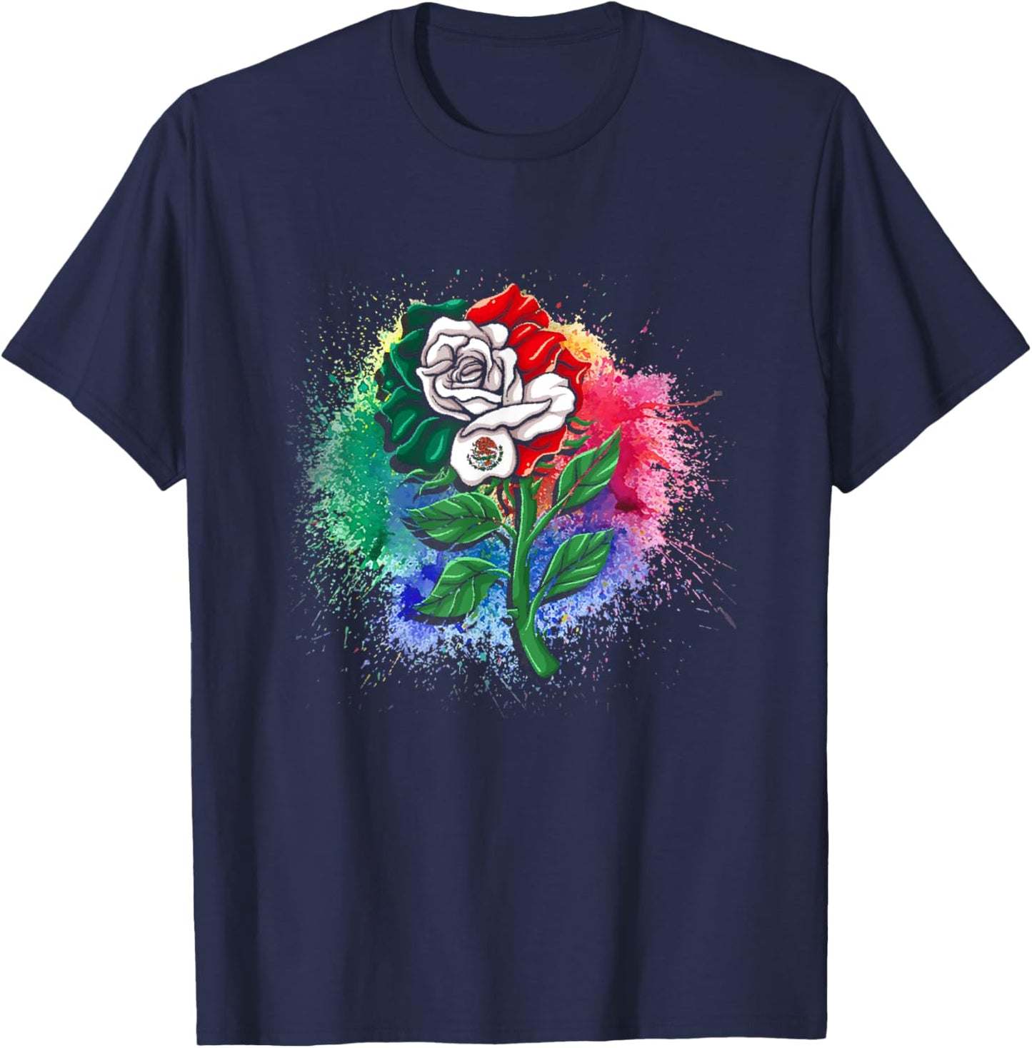 Mexico Gift Rose Tijuana Mexican Hispanic Pride Poncho T-Shirt - T-Shirt | Navy