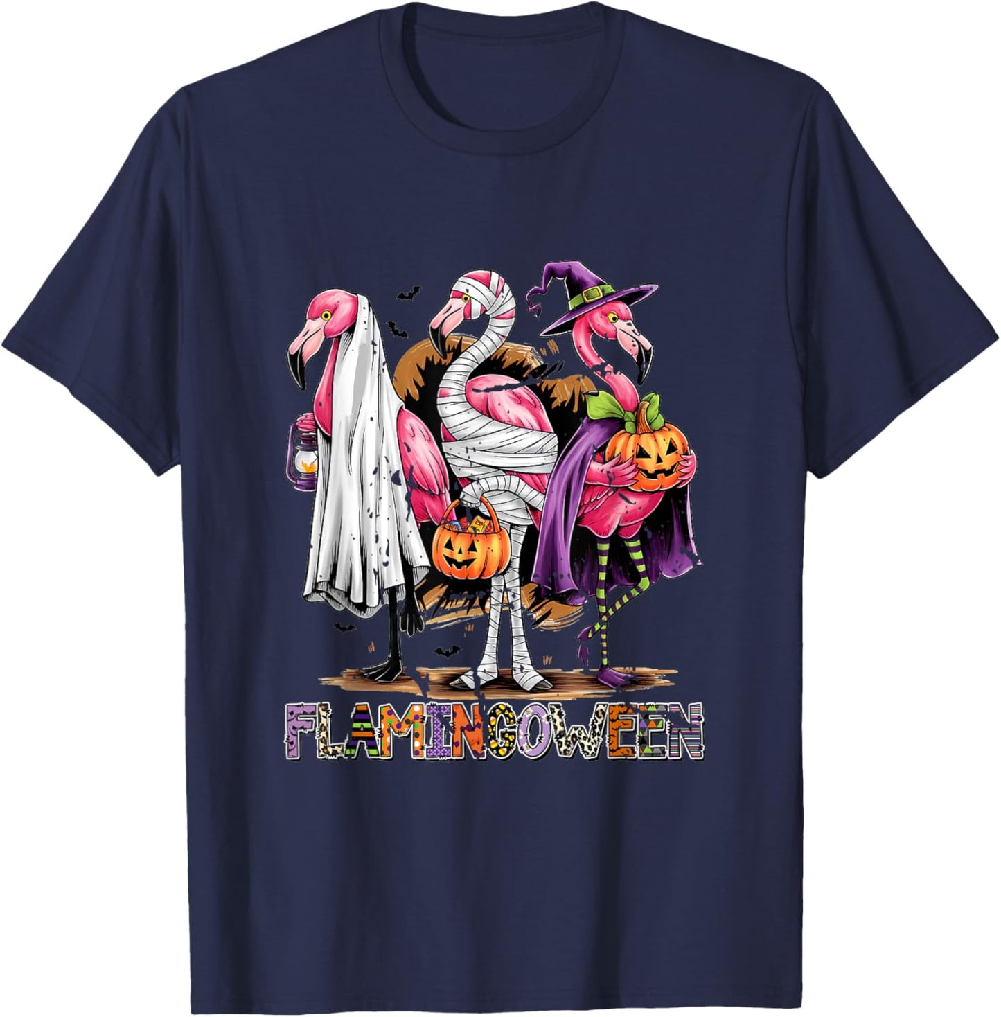 Halloween Flamingoween Ween Spooky Flamingo T-Shirt - T-Shirt | Navy