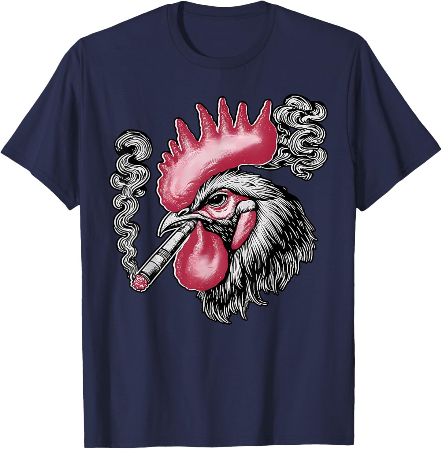 Funny Rooster Smoking Weed Marijuana Cannabis 420 Stoner T-Shirt - T-Shirt | Navy