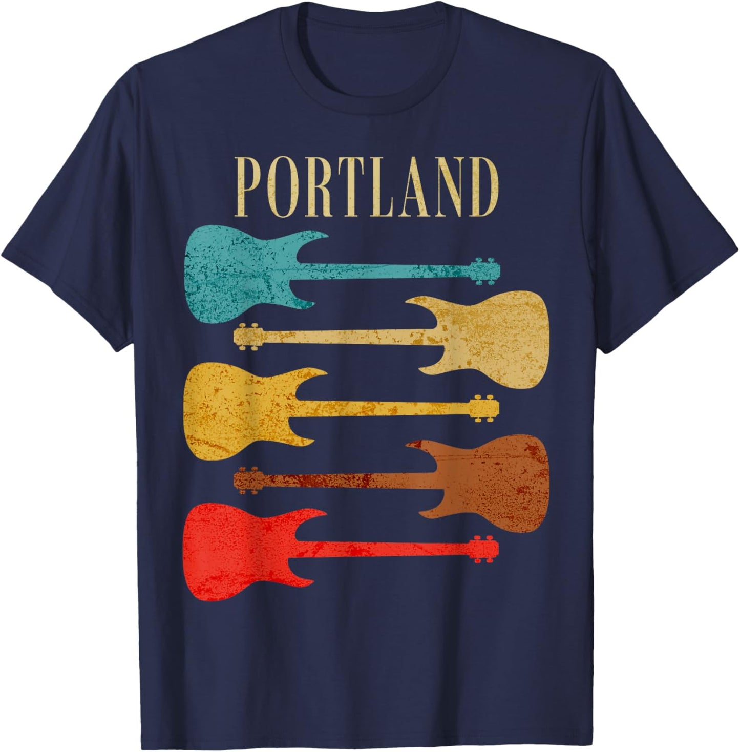 Portland Concert Rock Music Festival Guitars Oregon T-Shirt - T-Shirt | Navy