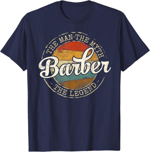 Barber The Man The Myth The Legend Vintage Stamp Barbering T-Shirt - T-Shirt | Navy
