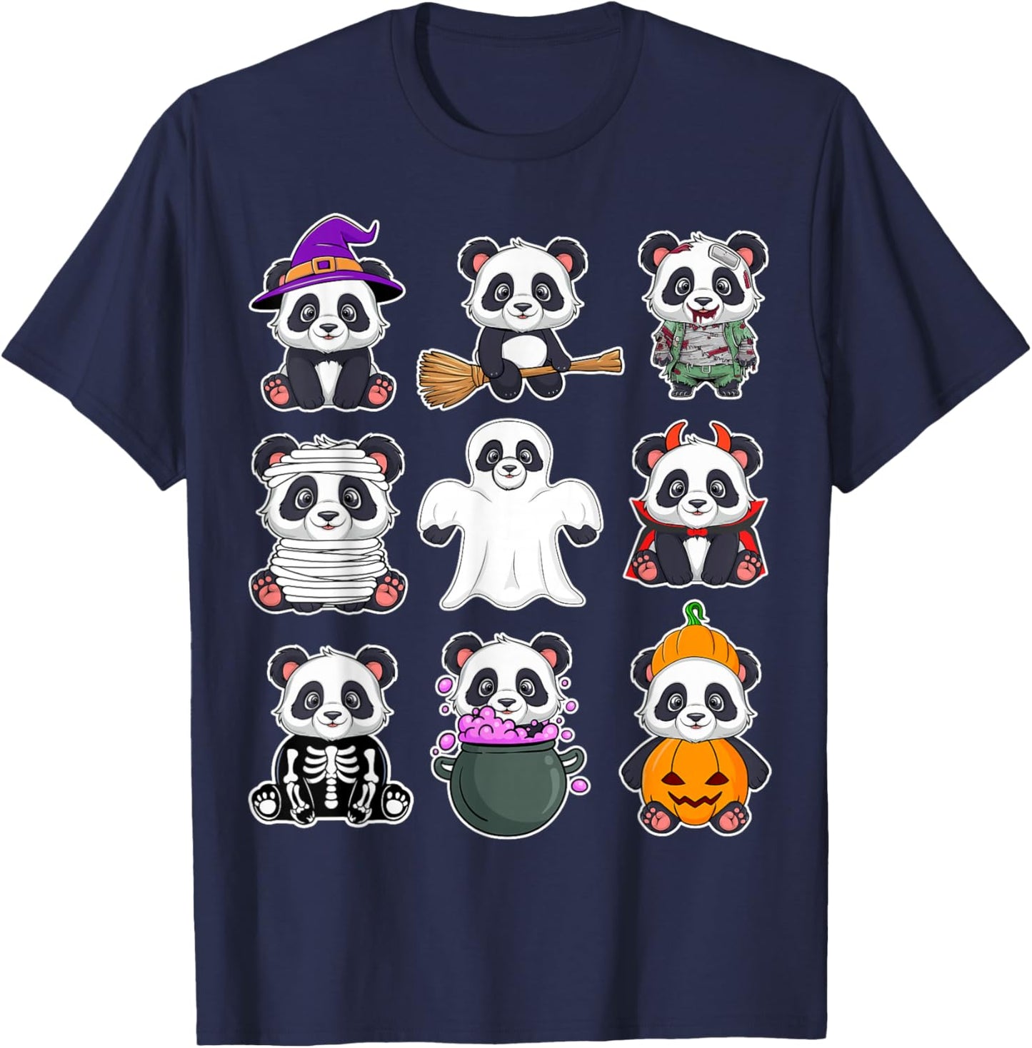 Panda Halloween Costume Spooky Ghost Horror Panda Halloween T-Shirt - T-Shirt | Navy