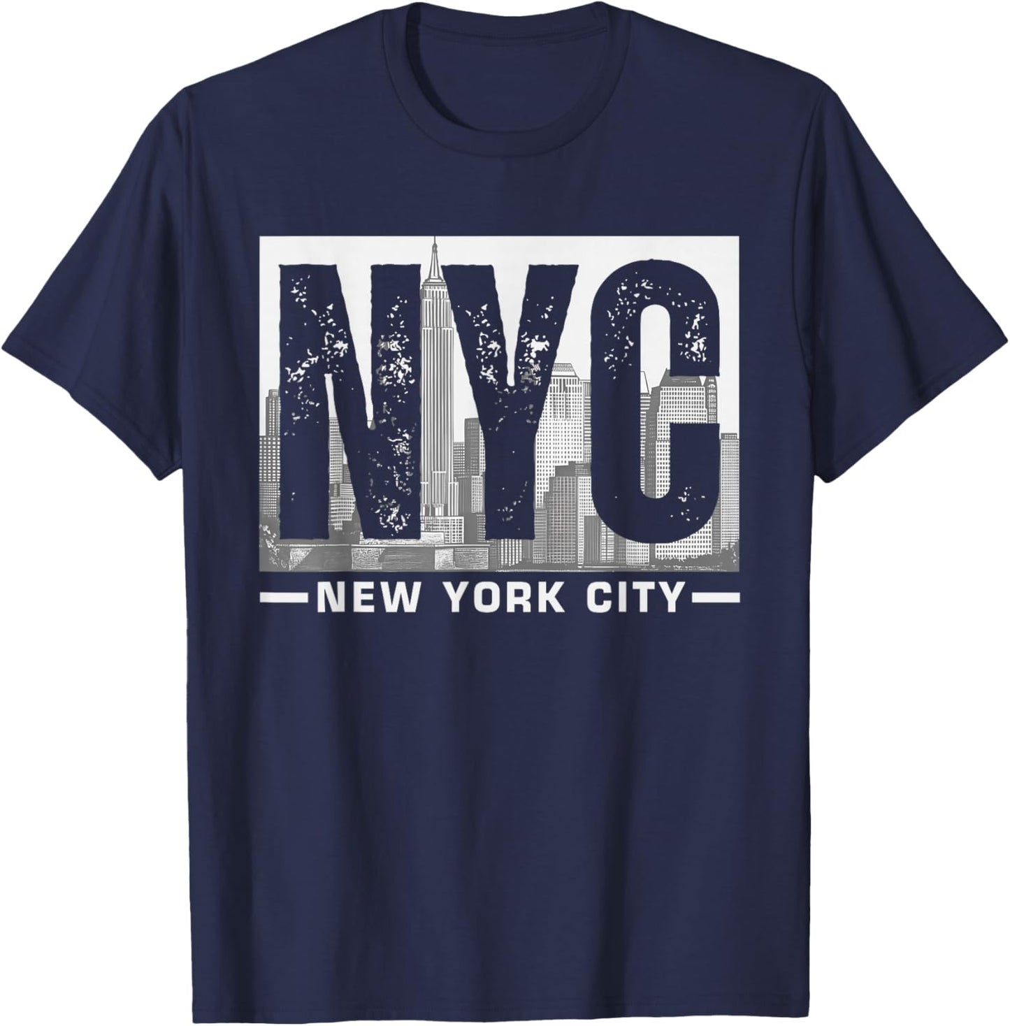 Vintage NYC New York City NY Skyline Souvenir Men Women Kids T-Shirt - T-Shirt | Navy