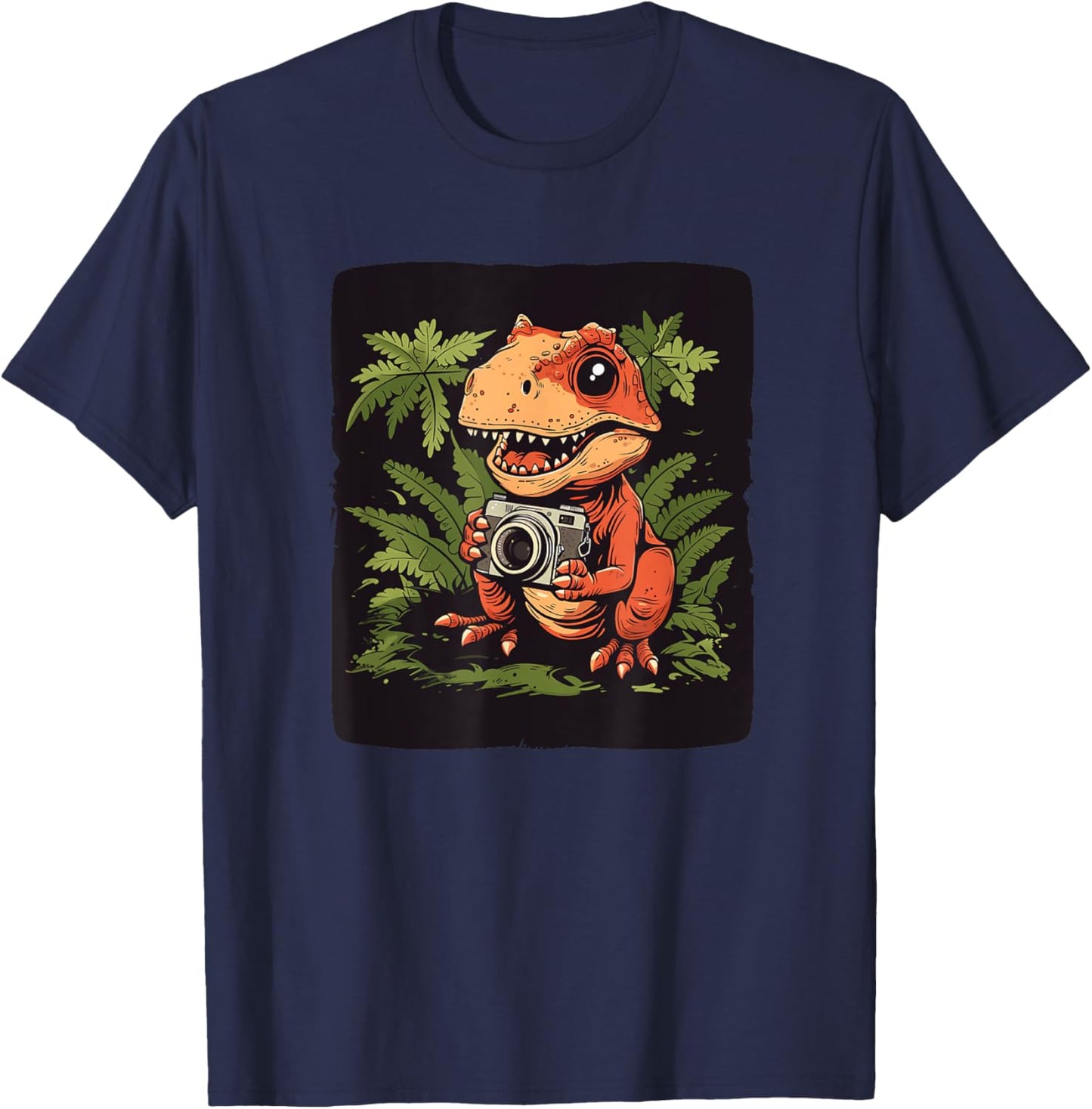 Funny Dinosaur with Camera in Hand Costume T-Shirt - T-Shirt | Navy
