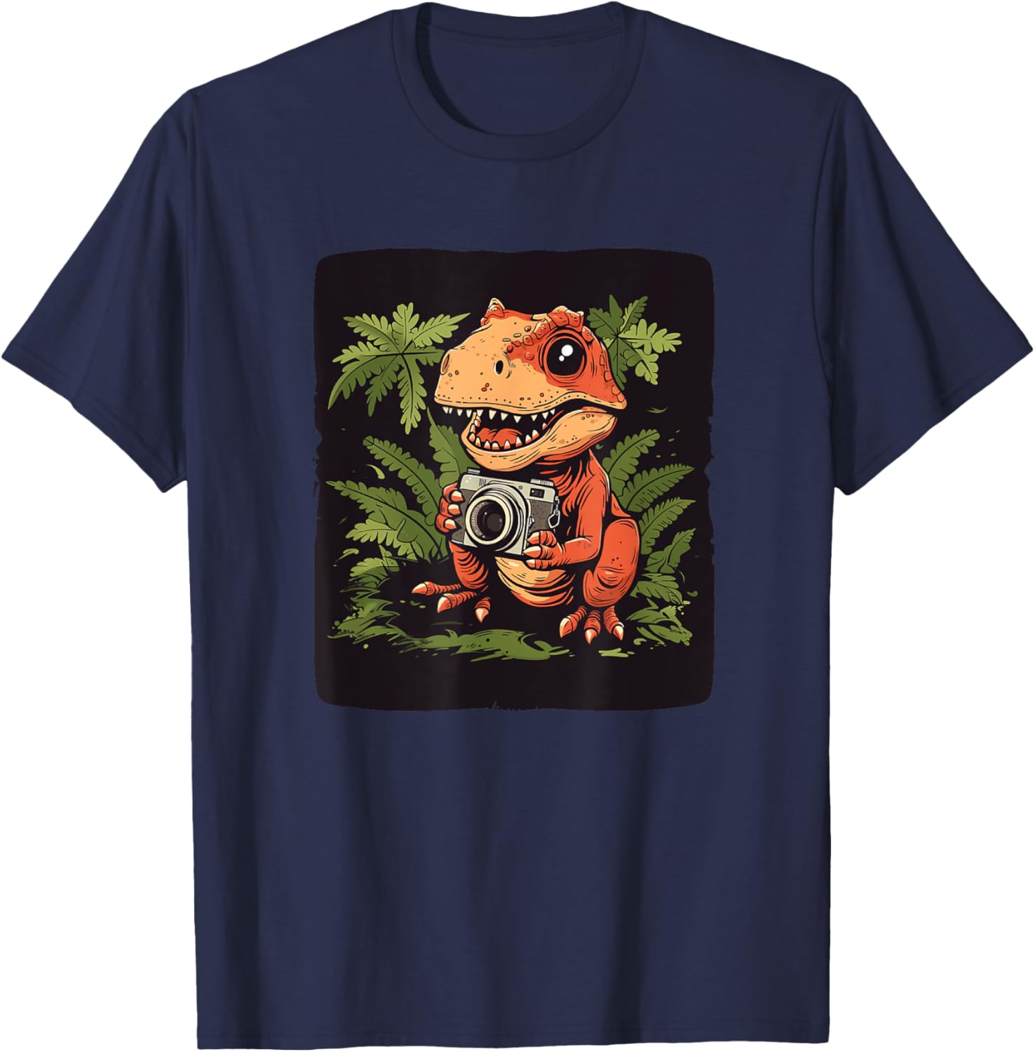 Funny Dinosaur with Camera in Hand Costume T-Shirt - T-Shirt | Navy
