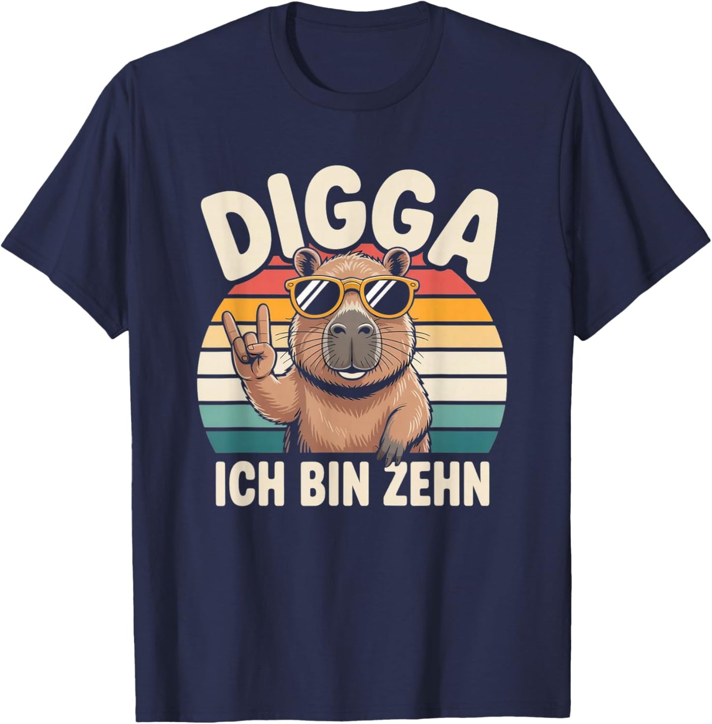 Digga Ich Bin Zehn 10 Geburtstag Junge Capybara T-Shirt - T-Shirt | Navy