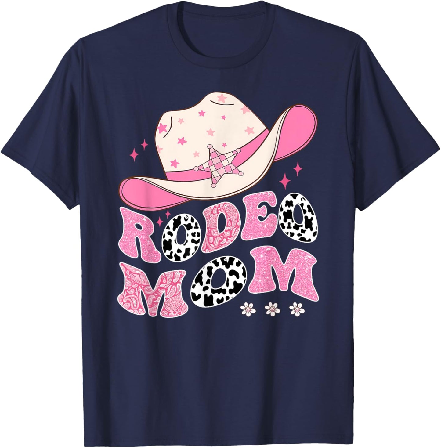 Rodeo Mom Pink CowGirl 1St Birthday Family Matching T-Shirt - T-Shirt | Navy