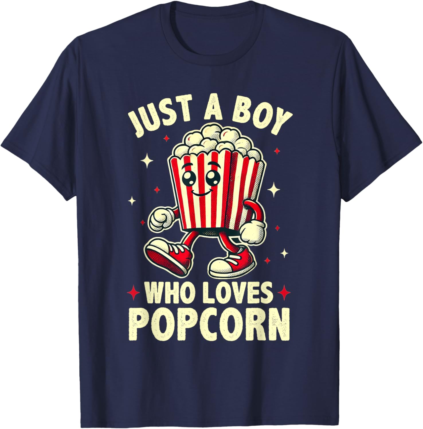Just a Boy Who Loves Popcorn Boys Popcorn Lover T-Shirt - T-Shirt | Navy