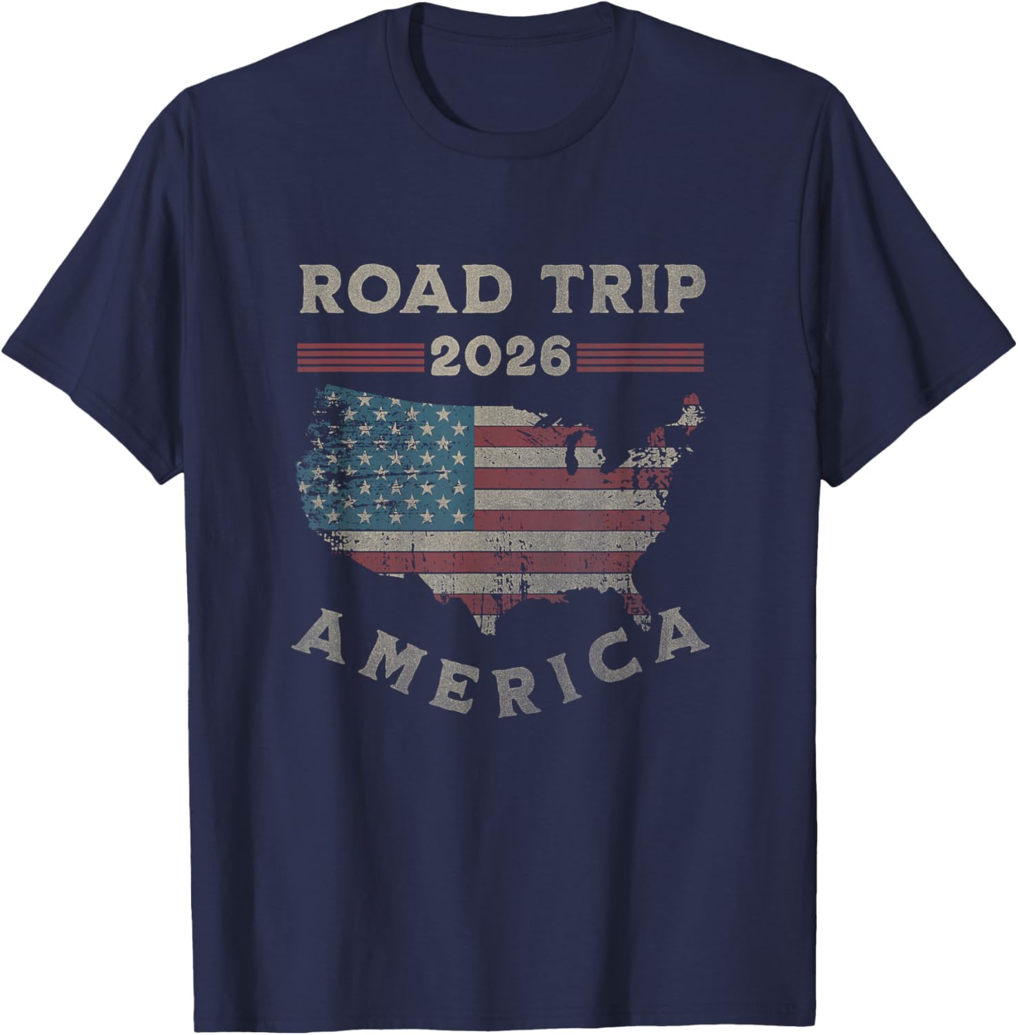 USA Road Trip 2026 America T-Shirt - T-Shirt | Navy
