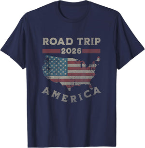 USA Road Trip 2026 America T-Shirt - T-Shirt | Navy