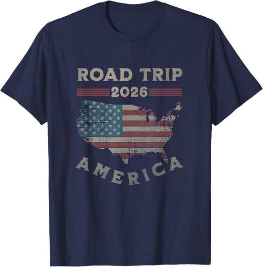 USA Road Trip 2026 America T-Shirt - T-Shirt | Navy