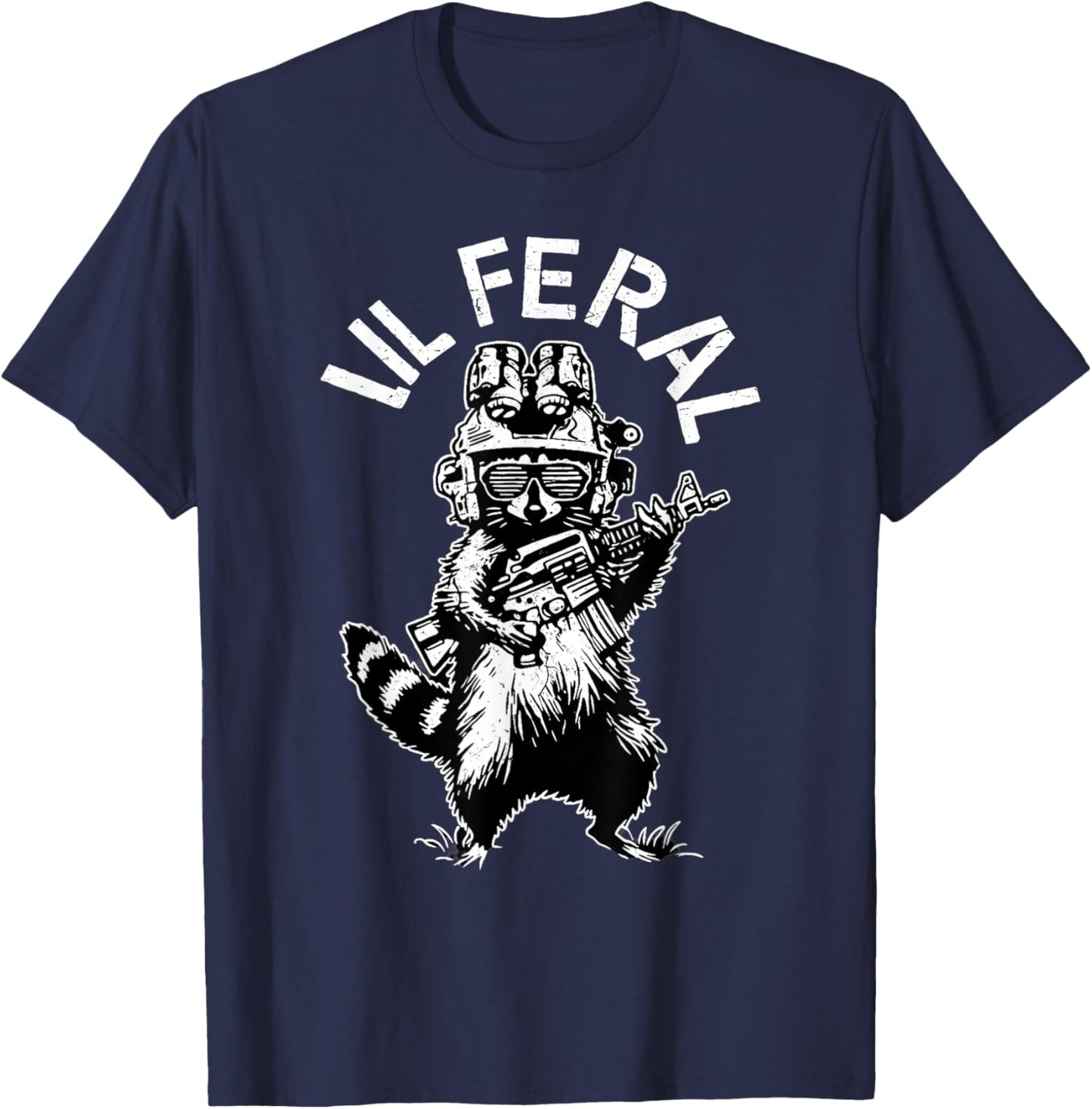 Lil Feral Raccoon Shirt for Kids Funny Raccoon Lover T-Shirt - T-Shirt | Navy