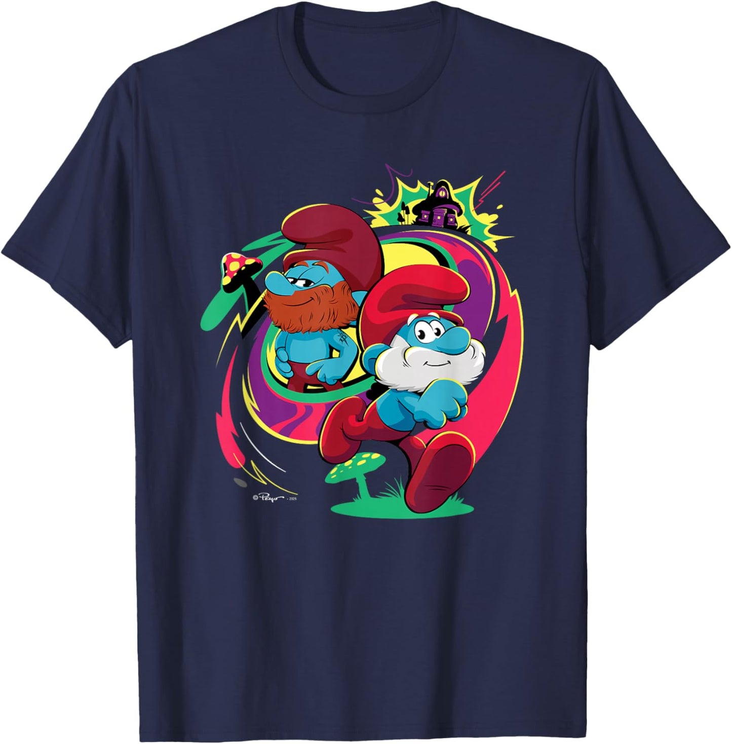 The Smurfs Movie Papa Smurf and Ken Smurf T-Shirt - T-Shirt | Navy