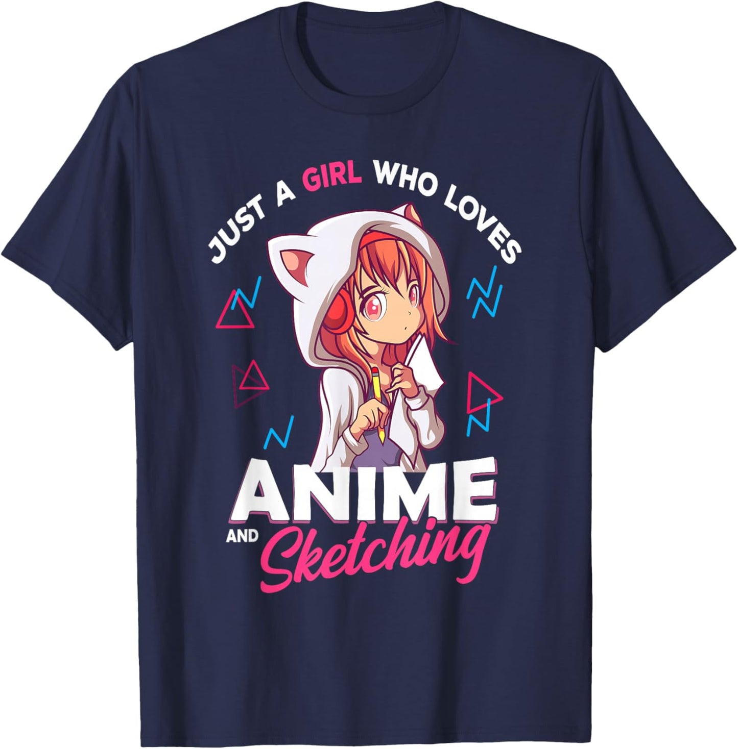 Anime Manga Girl Japanese Otaku Kawaii , Black, S T-Shirt - T-Shirt | Navy