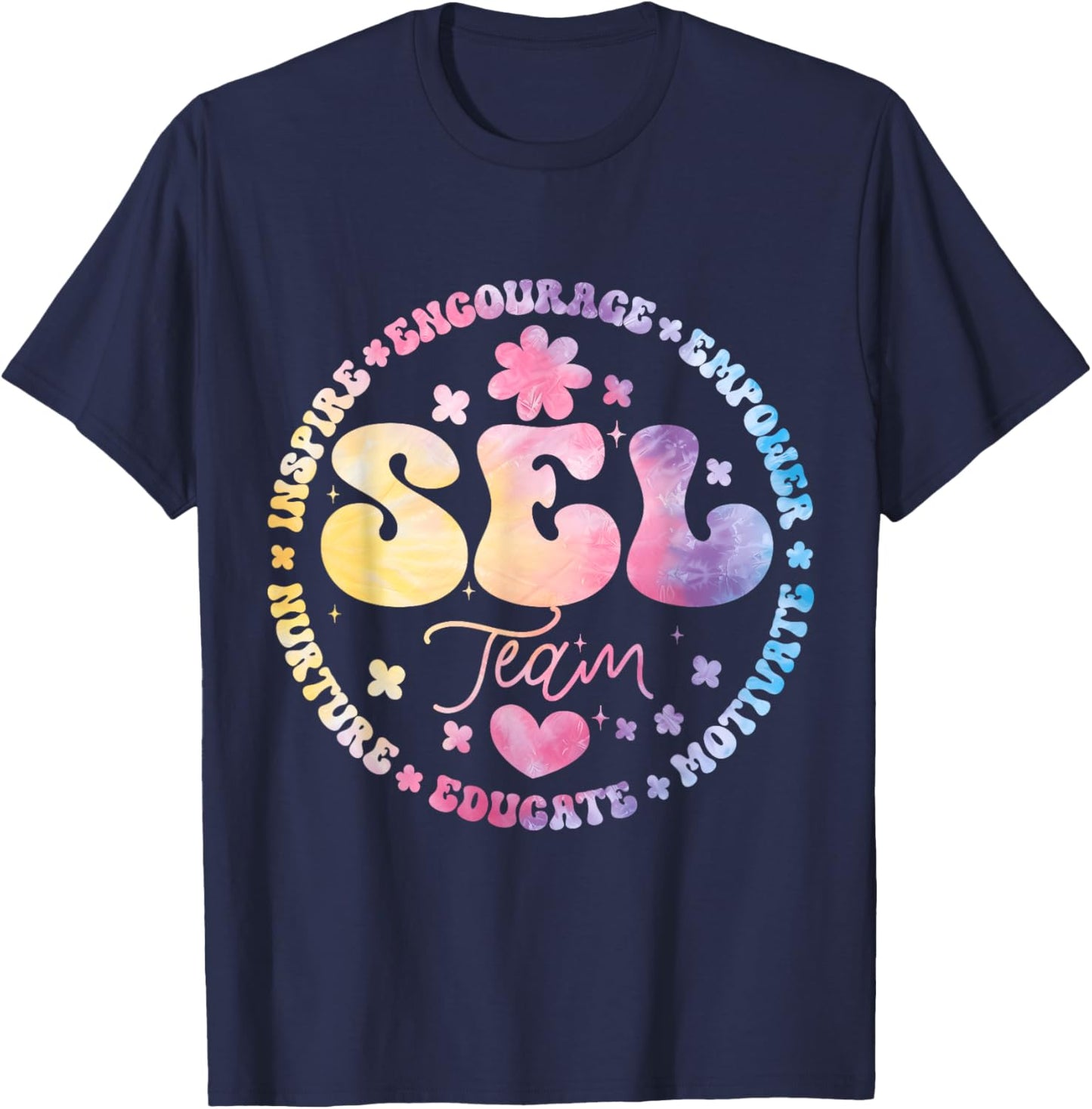 Groovy Social Emotional Learning Teacher SEL Team T-Shirt - T-Shirt | Navy