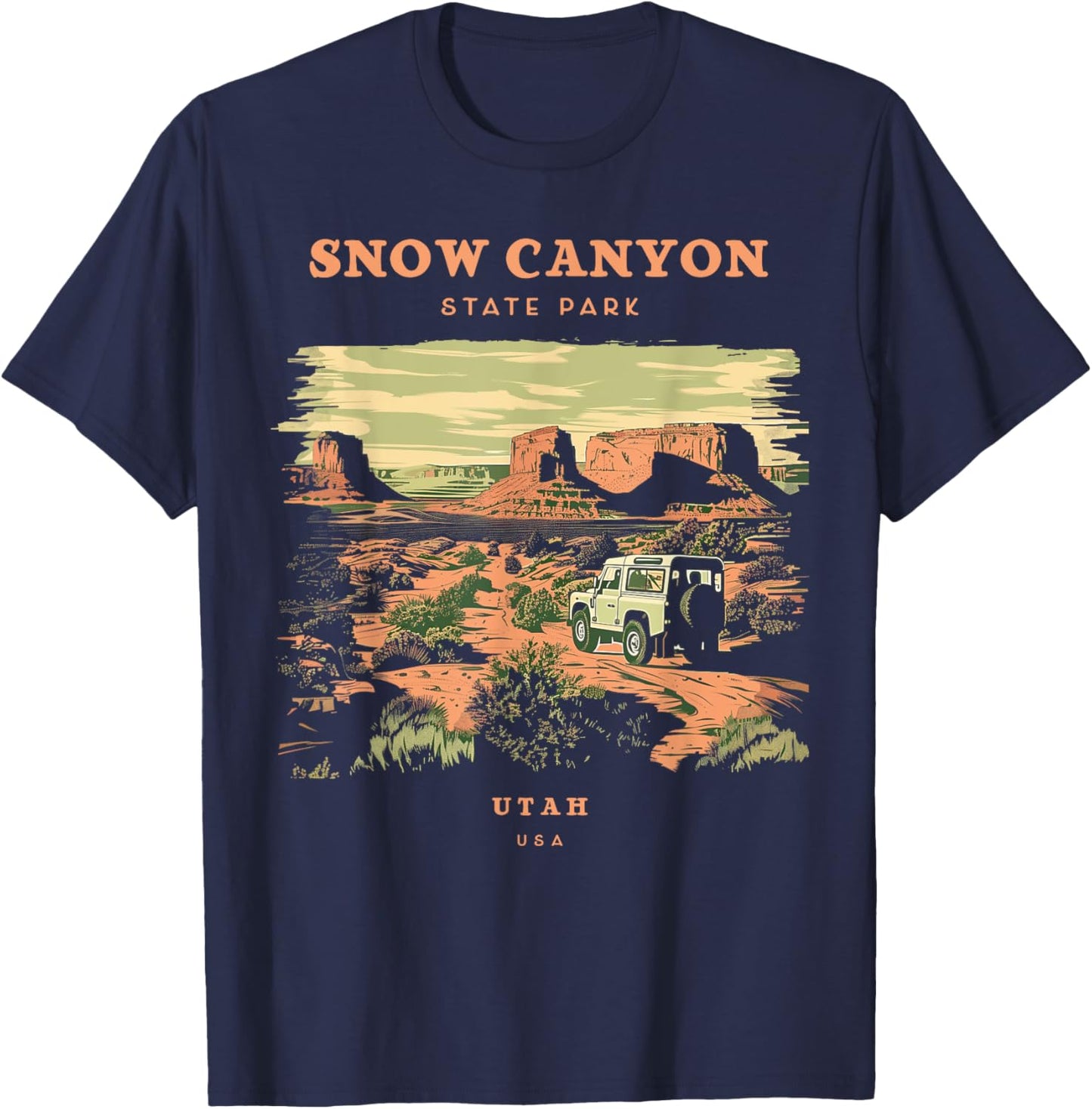 Snow Canyon State Park Utah Retro Vintage T-Shirt - T-Shirt | Navy