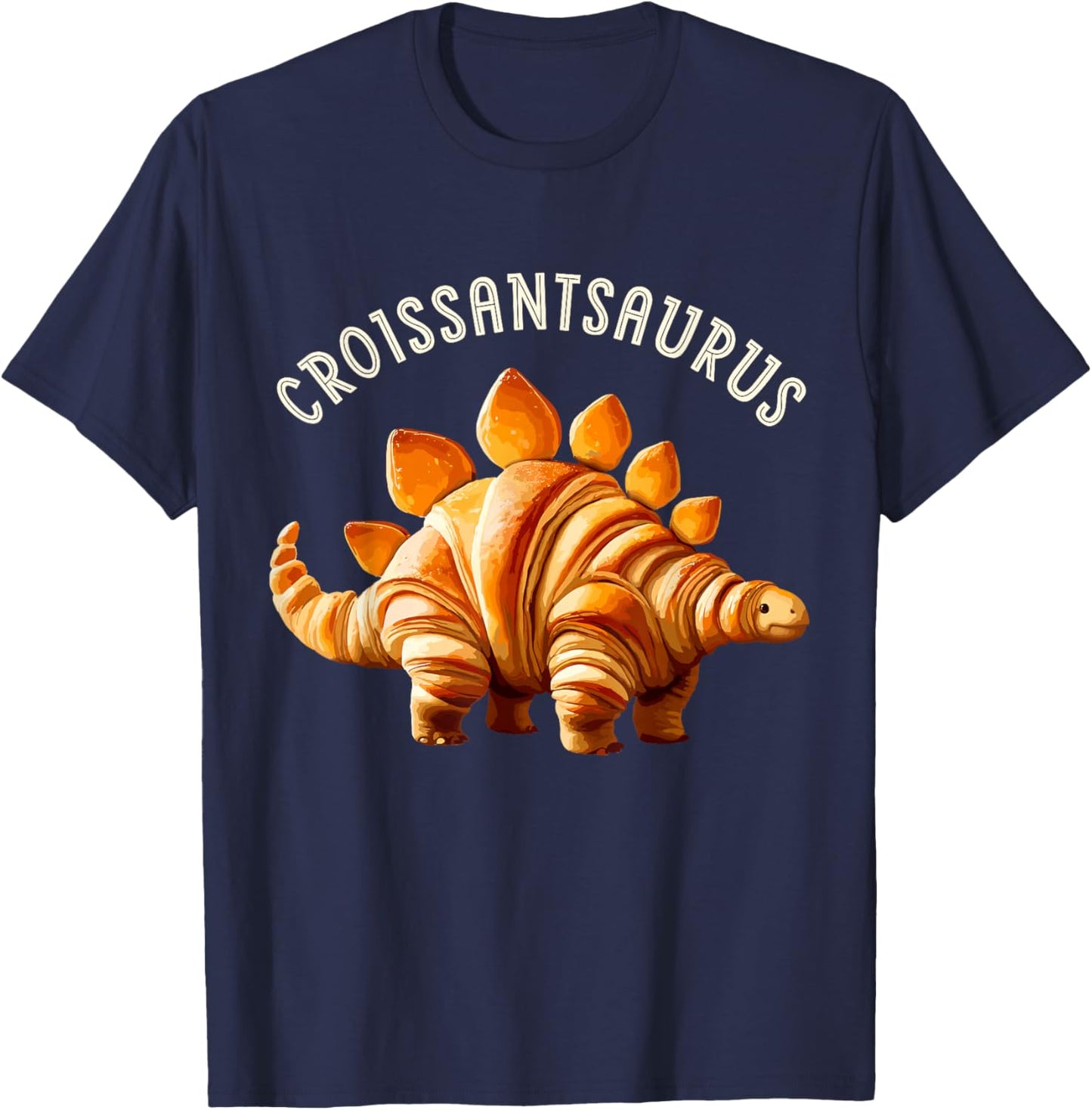 Dinosaur Croissant Bakery Lovers Men Women Boys Girls Kids T-Shirt - T-Shirt | Navy