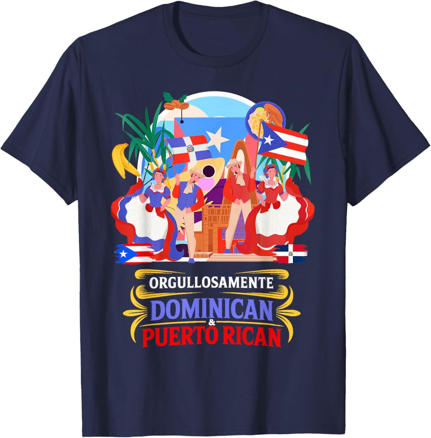Dominican & Puerto Rican Idea for Kids Hispanic Heritage T-Shirt - T-Shirt | Navy