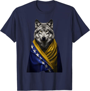 Bosnia Flag Wolf Bosnia and Herzegovina Roots T-Shirt - T-Shirt | Navy
