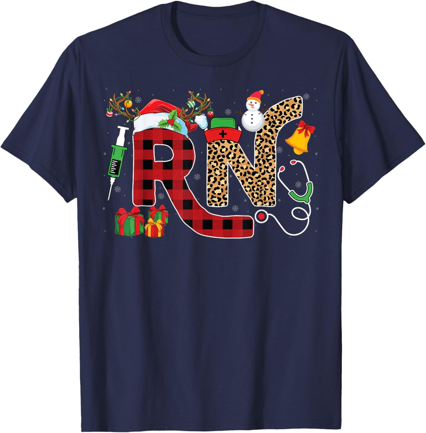 Registered Nurse Santa Hat Xmas Party RN Nursing Christmas T-Shirt - T-Shirt | Navy