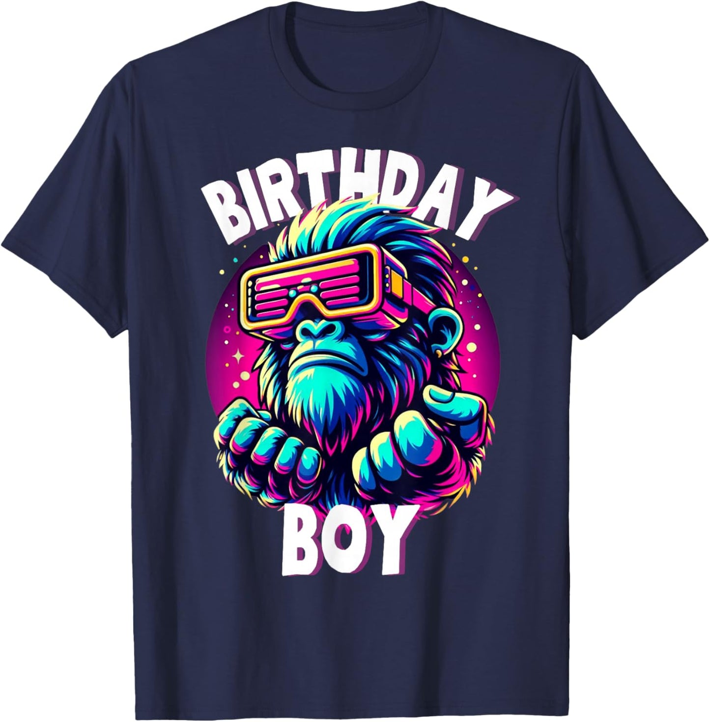 Gorilla Birthday Funny Gorilla Boys Adult Girl Family Party T-Shirt - T-Shirt | Navy