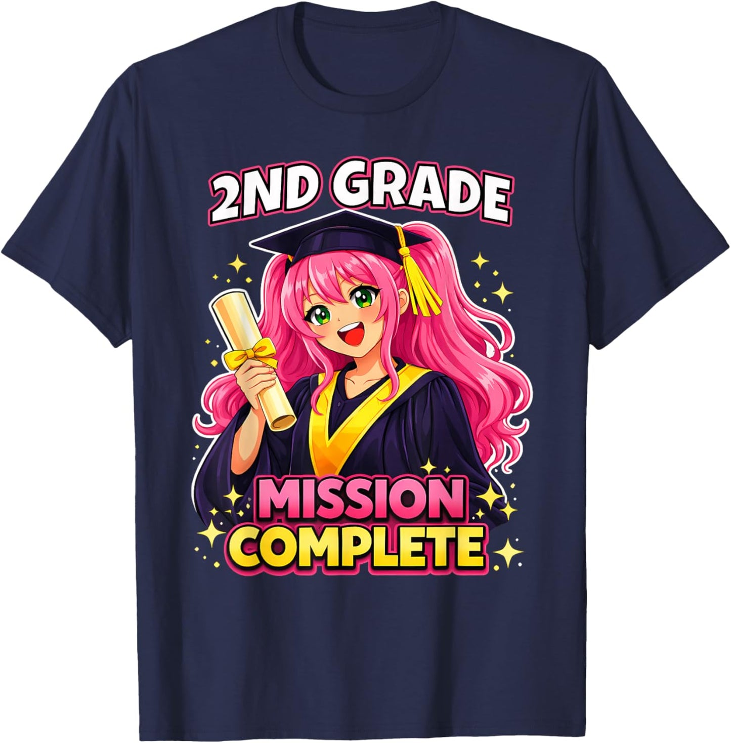 2nd Grade Graduation Mission Complete Class of 2026 Girl T-Shirt - T-Shirt | Navy
