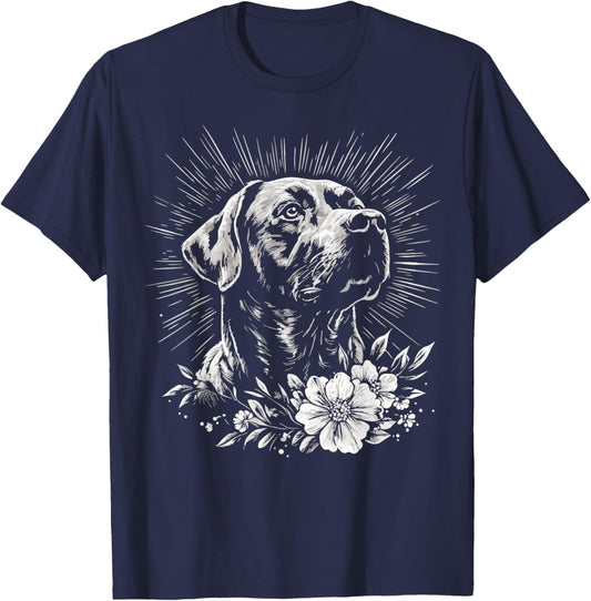 Retro Labrador Retriever Dog Lover Tattoo Style T-Shirt - T-Shirt | Navy