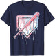 Baseball Ice Cream Dripping Baseball Home Plate Drip T-Shirt - T-Shirt | Navy