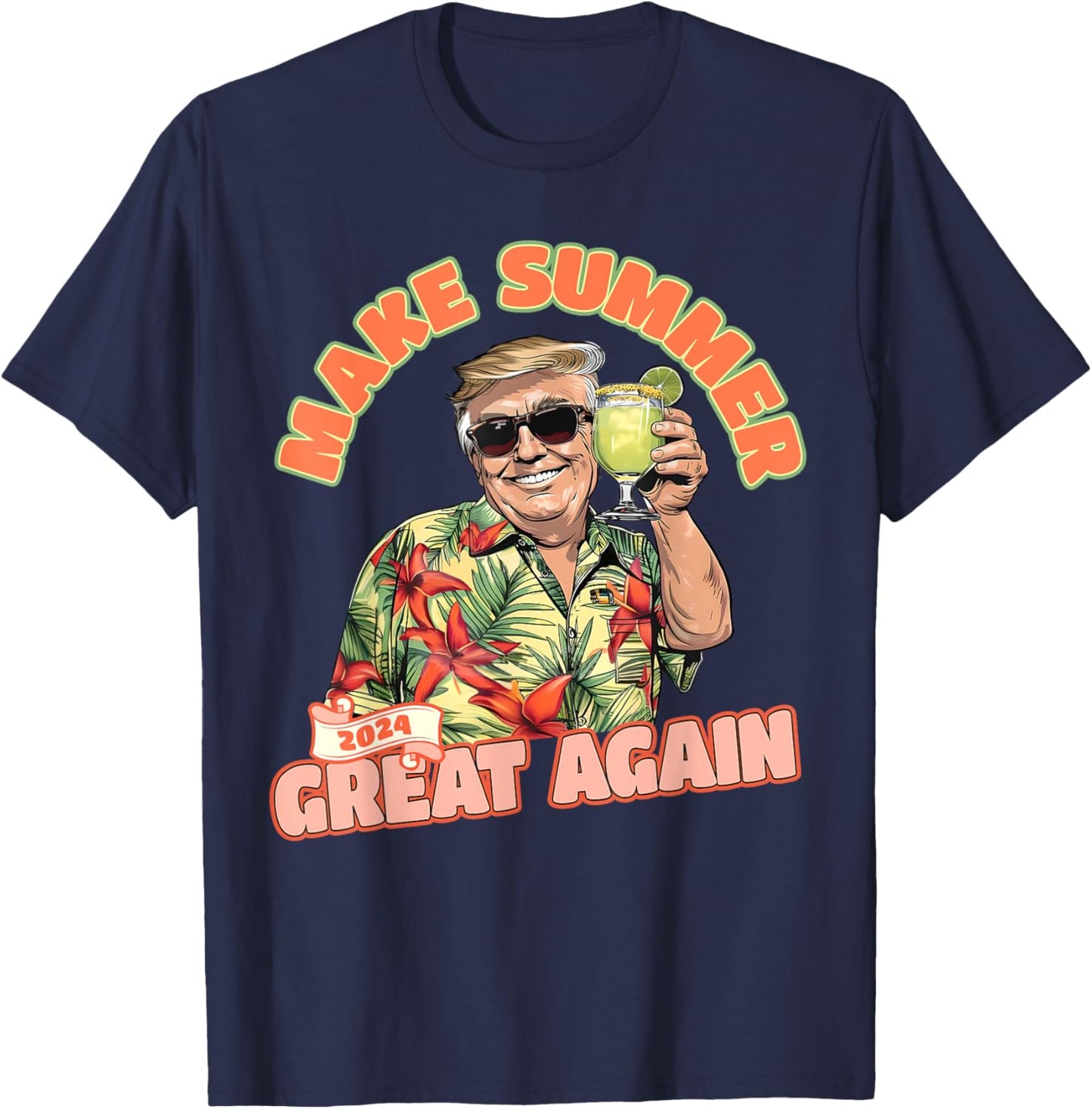 Make Summer 2024 Great Again Donald Trump Vacation Hawaii T-Shirt - T-Shirt | Navy