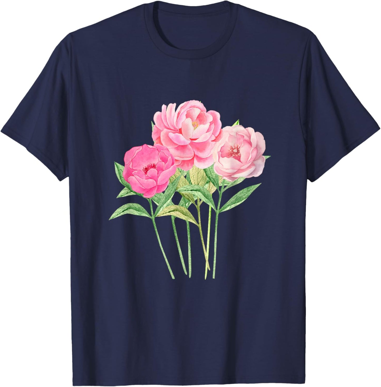 Peony Flower - Bouquet of Peonies Women and Girls T-Shirt - T-Shirt | Navy