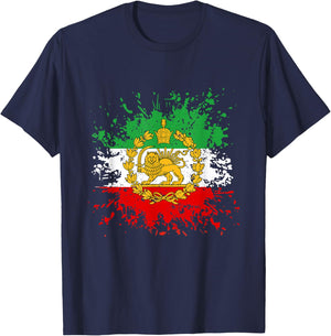 Iran Lion Sun Flag Iran Persian Shir o Khorshid T-Shirt - T-Shirt | Navy