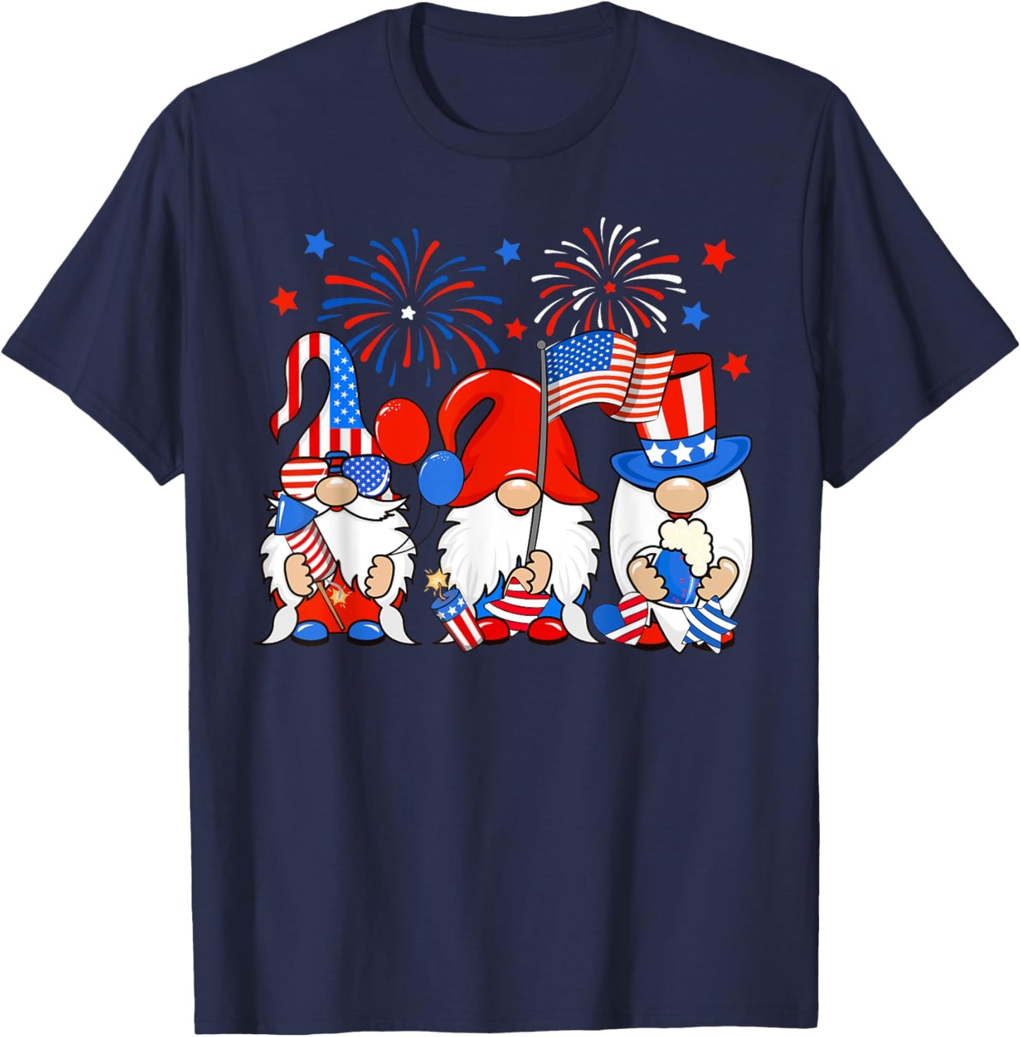 American Gnomes Celebrating Independence Day 4th Of July T-Shirt - T-Shirt | Navy