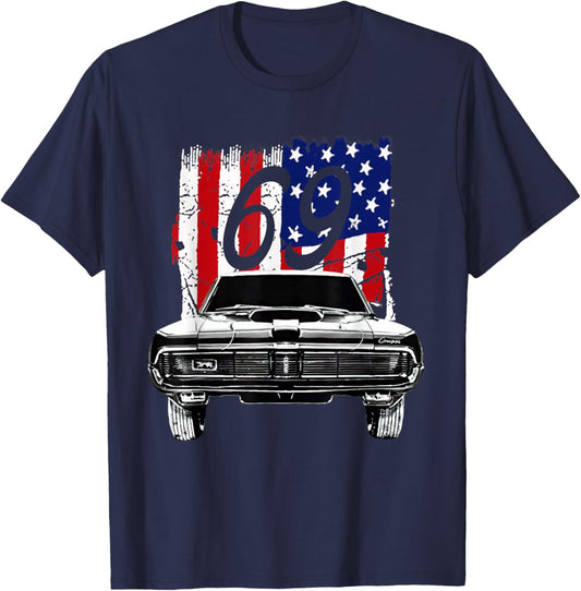 1969 69 Mercury classic Cougar Vinatge cars T-Shirt - T-Shirt | Navy